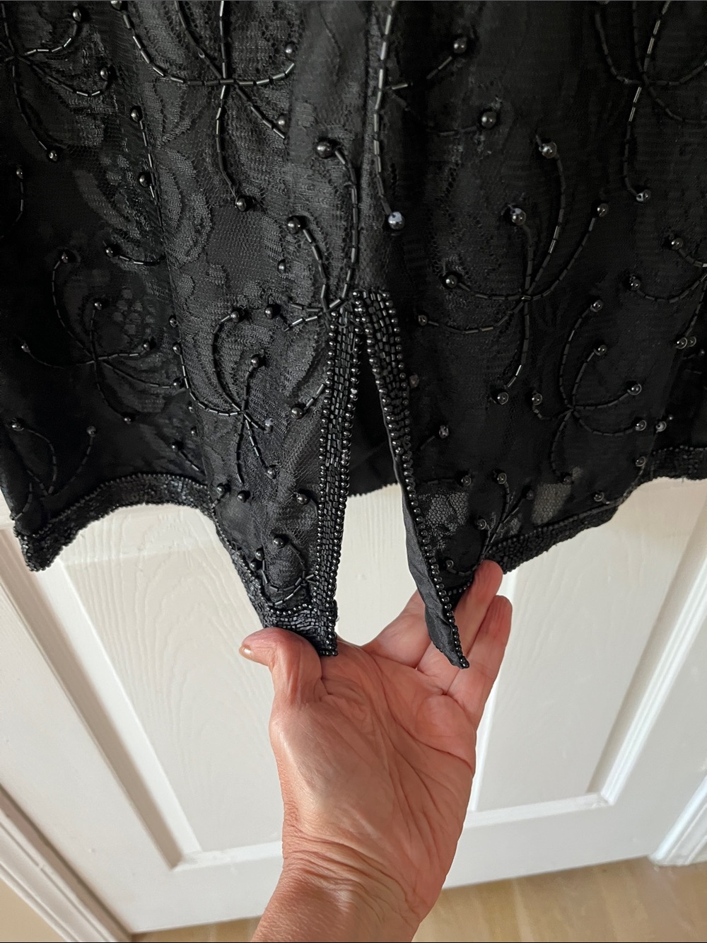 Scala Black Beaded Sleeveless Mini Dress W/Matching Ling Sleeve Coat - Picture 5 of 7